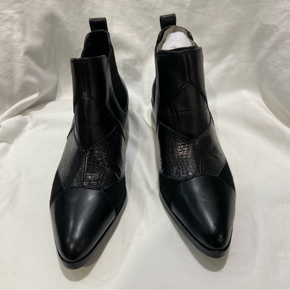 NIB Coach Suffolk Patchwork Black Croc Snakeskin Leather Ankle Boots size 5.5 - Picture 1 of 7